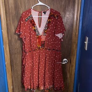 Torrid Rust Red Patterned Mini Dress